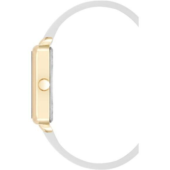 Nine West Womens Strap Watch Silver Dial Gold Markers White Faux Leather - Picture 2 of 5